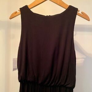 NWT LOFT black midi dress with back V-neck and tie
